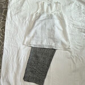 JJill Love Linen top and pants. Black and white XSP